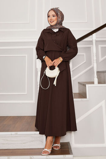 EBRUTESETTÜR Side Tie Half Button Detailed Dress