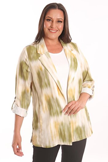 Metpoint Trend42Plus Large Size Tie-Dye Pattern Double Breasted Collar Khaki Jacket