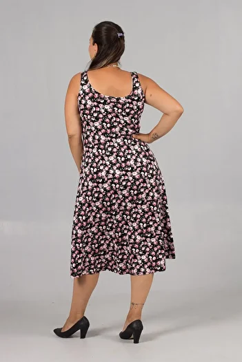 Truva XXL Plus Size Small Floral Print Thick Strap Lycra Viscose Dress: Summer Chic!