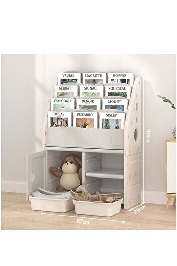 COOYA Kids Bookshelf, Toy Storage Cabinet and Organizer station, Large Book Storage Display Holder(White)