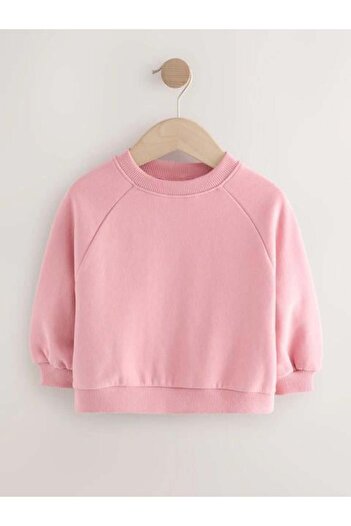 Magu Girls Cotton Pink Sweatshirt and Striped Wide Leg Sweatpants Bottom-Top Set