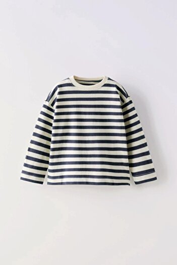 Magu Unisex Kids Cotton Colorful Striped Long Sleeve T-Shirt Set of 3 - Green, Navy Blue, Red