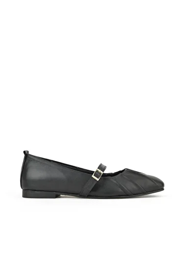 Ziya , Women's Genuine Leather Ballerinas 1531054Z3436 Black
