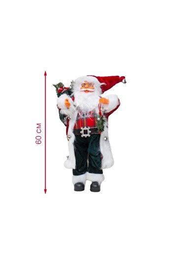 PROCART Santa Claus decoration 60 cm, gift bag, wreath, artificial fur