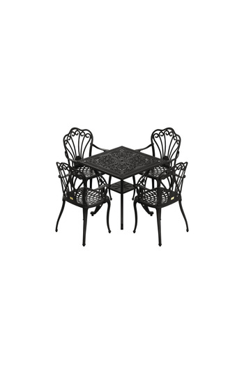 HubRom HubRom Garden Furniture Set, 1xSquare Table (75x75x72), 4xISTANBUL Chair (43x42x50x91) Black