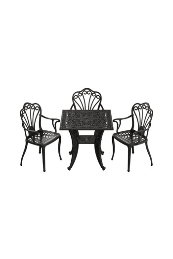 HubRom HubRom Garden Furniture Set, 1xSquare Table (75x75x72), 3xISTANBUL Chair (43x42x50x91) Black