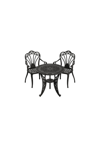 HubRom HubRom Garden Furniture Set, 1xRound Table(75x72), 2xISTANBUL Chair(43x42x50x91) Black
