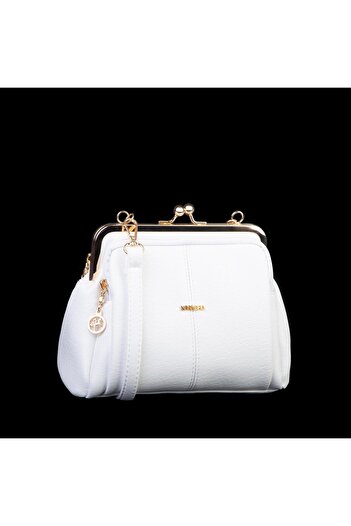 Nas Bag Scholarship Clip Vintage Shoulder and Crossbody Bag (Measures 23X20 cm) White Victoria
