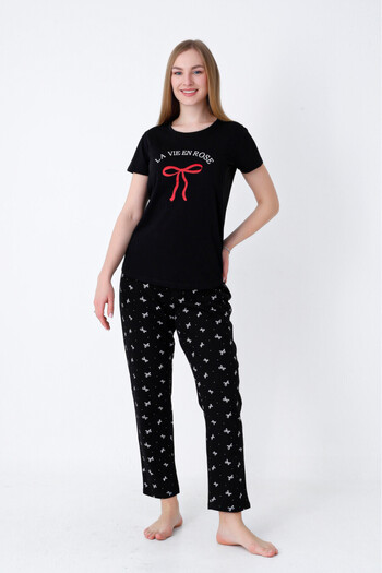 NBB Women's Short Sleeve Crew Neck Pajama Set 100% Cotton