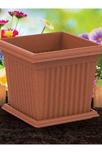 Cosmoplast Lightweight Design Square Planter with Tray 10 Liter