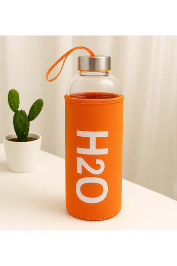 İkon store 1000 ml Glass Flask with Orange Cloth Cover