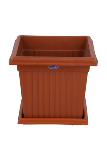 Cosmoplast Square Shaped Weather Resistant Planter with Tray 30 Liter