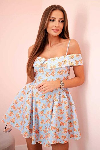 Andress Boutique Rochie mini Maria, Albastru, cu imprimeu floral