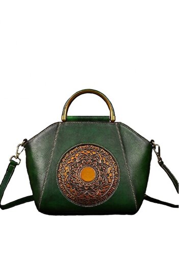 TopToday by C&S - Geantă de damă Boutique Deluxe, mărime medie, piele, verde închis