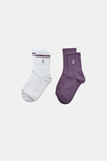 Stradivarius 2-pack of striped and embroidered socks