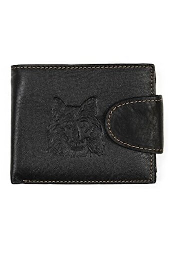 OEM Elegant men's wallet, black, premium -leather, 110x90x20mm