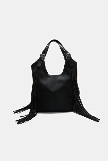 Stradivarius Faux suede bag with maxi fringe