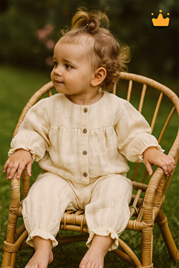 Babyhola 0-2 Years 100% Cotton Gold Thread Transitional Sequin Bomber Cut Top Bottom Baby Girl Kids 2-Piece Set 2003