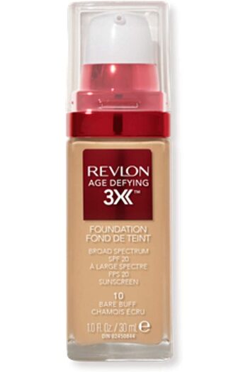 Revlon Liquid Foundation, Age Defying 3XFace Makeup, Anti-Aging and Firming Formula, SPF 30, 010 Bare Buff