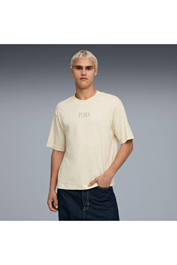 Puma Essentials Graphic Boxy Unisex Cream T-Shirt