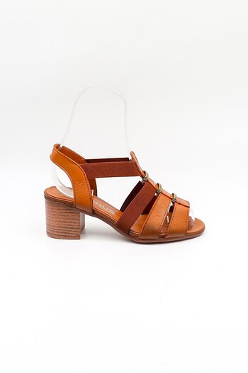 Venüs Women's Genuine Leather Daily Heeled Sandals Vn57227 Tan