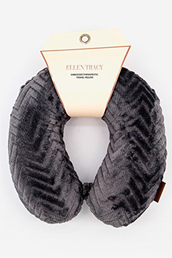 Ellen Tracy Embossed Therapeutic Travel Pillow, Grey