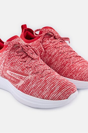 SKECHERS Women Go Run Fast Lace Up Running Shoes, Red Heather