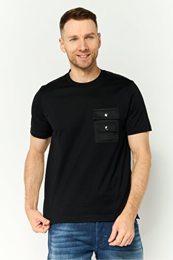 Diesel Men Crew Neck Short Sleeves Solid T-Shirt, Black