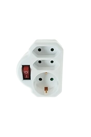 dalip Triple socket power outlet with 1 Schuko and 2 Euro plugs, switch, 3680W, 250V, 16A, White