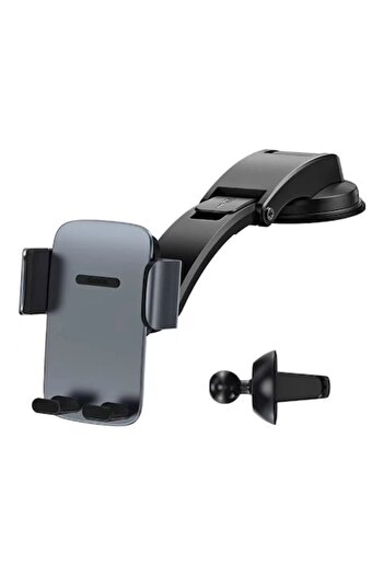Baseus Suport telefon auto cu montare pe bord, adaptor ventilație, prindere gravitațională, ABS, negru