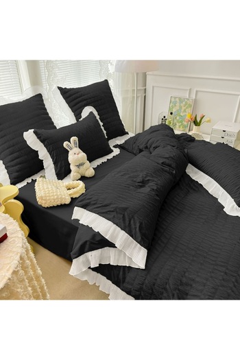 JOJO HOME Double bed crepe bedding, 6 pieces, CRP-5, black, 230 x 250