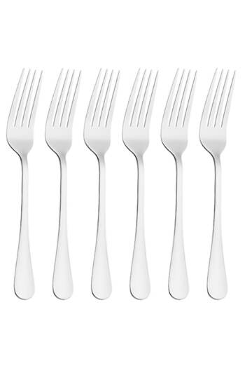 NUODWELL Set of 6 dinner forks, NUODWELL, Elegant design, Stainless steel, Silver