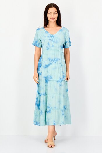Willow & Whistle Women Tie Dye Maxi Dress, Multicolor