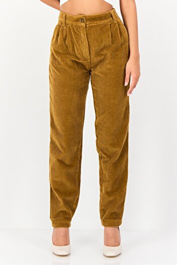 Timberland Women Regular Fit Textured Corduroy Pants, Brown