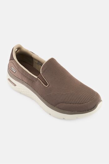 SKECHERS Men Go Walk Hyper Burst Saunter Slip On Sports Shoes, Dark Taupe