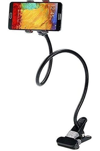 Generic Flexible Long Arm Mobile Holder Clip Stand for Bed & Desk – Black
