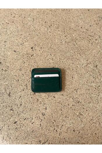 mlio Green Leather Card Holder Wallet Minimalist and Elegant Design