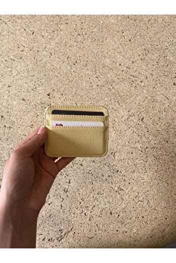 mlio Yellow Leather Card Holder Wallet Minimalist and Elegant Design