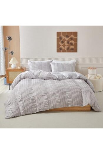 OEM Plush Bedding Set 155 x 220 Comfortable Gray with Zipper and 2 Pillowcases 80x80 cm