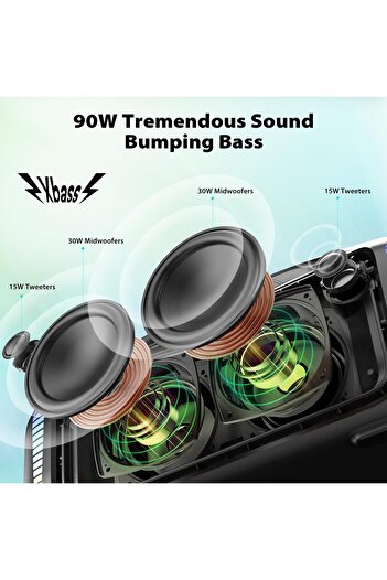 Tribit StormBox Blast Sound Box, Portable Outdoor Bluetooth Speaker 90W Loud Stereo Sound with XBass
