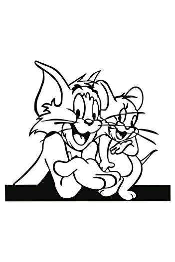 Mirfa Wooden Wall Art With Self Adhesive Base - Black (Tom & Jerry)