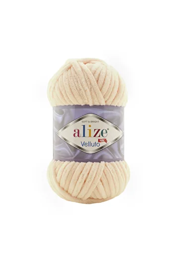 Alize Velluto Hand Knitting Yarn 100g – Velvet Textured Soft Yarn - Color No:310-Honey Foam
