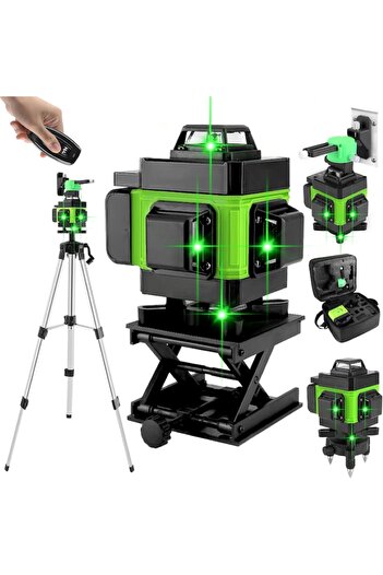 EMATTERIO OKBOONS 4D Laser Level, 16 Lines, 25m, Remote Control, Adjustable Tripod 51-150 cm, Complete Set