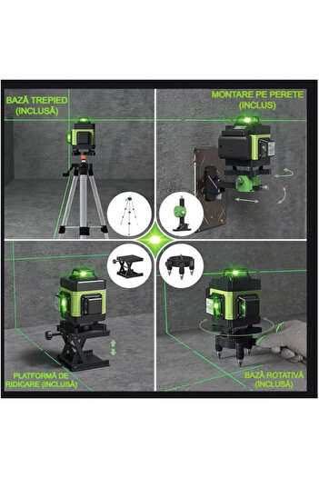 EMATTERIO OKBOONS 4D Laser Level, 16 Lines, 25m, Remote Control, Adjustable Tripod 51-150 cm, Complete Set