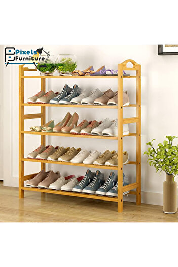 PixelsFurniture Pixel Furniture 5-Tier Shoe Organizer Made of Natural Bamboo