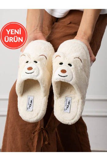 STOCON Tedy Figured Embroidered Winter Unisex House Slippers No Sound Non-Slip Sole Stc1121