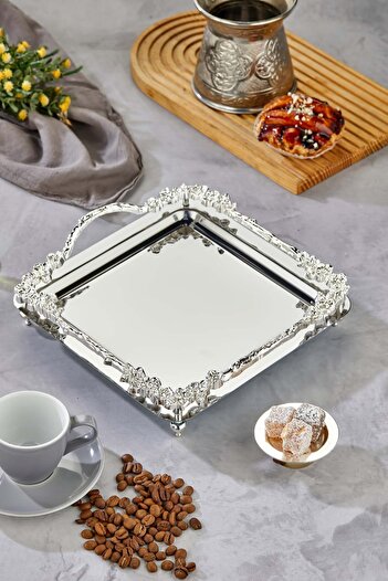 Turkco Rose Series Metal Presentation Promise Engagement Tray, Silver Tray Silver Accessory