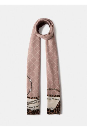 Liu Jo Women's Leopard and Chain Patterned Brown Shawl & Scarf & Foulard 2f5081t0300-00005