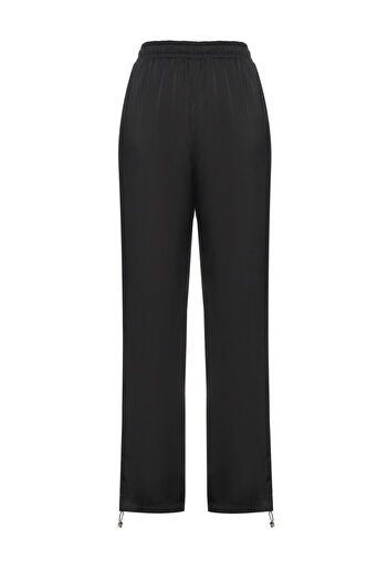 Liu Jo Women's Elastic Waist and Leg Pleated Regular Fit Black Trousers Tf5192T004A-22222