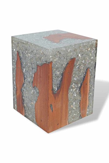 vidaxl Stool Solid Teak Wood and Resin